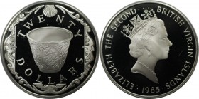Weltmünzen und Medaillen, Britische Jungferninseln / British Virgin Islands. Porzellan Tasse. 20 Dollars 1985, Silber. 0.57 OZ. KM 49. Polierte Platte...