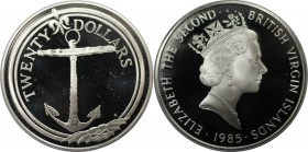 Weltmünzen und Medaillen, Britische Jungferninseln / British Virgin Islands. Anker. 20 Dollars 1985, Silber. 0.57 OZ. KM 53. Polierte Platte