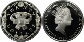 Weltmünzen und Medaillen, Britische Jungferninseln / British Virgin Islands. Smaragd und Goldring. 20 Dollars 1985, Silber. 0.57 OZ. KM 51. Polierte P...