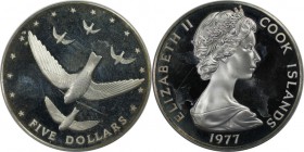 Weltmünzen und Medaillen, Cookinseln / Cook Islands. Atiu - Segler. Tierwelt. 5 Dollars 1977, Silber. 0.44 OZ. KM 17. Stempelglanz