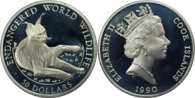 Weltmünzen und Medaillen, Cookinseln / Cook Islands. Gefährdete Weltwildleben-Reihe - Luchs. 50 Dollars 1990, Silber. 0.58 OZ. KM 54. Polierte Platte...