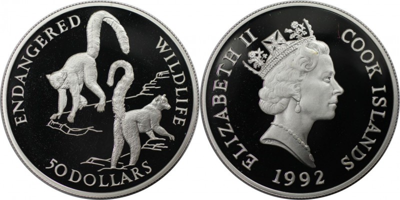 Weltmünzen und Medaillen, Cookinseln / Cook Islands. 2 Kattas / Halbaffen. 50 Do...