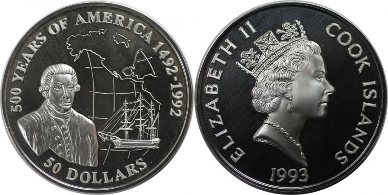 Weltmünzen und Medaillen, Cookinseln / Cook Islands. Serie 500 Jahre Amerika. 50...