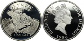 Weltmünzen und Medaillen, Cookinseln / Cook Islands. Weißkopfseeadler - Olympic National-Park. 2 Dollars 1996, Silber. 0,16 OZ. KM 280. Polierte Platt...