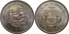 Weltmünzen und Medaillen, Costa Rica. Jahr des Kindes/Vögel im Nest. 100 Colones 1979, Silber. 1,04 OZ. KM 206. Stempelglanz, Feine Patina