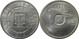 Weltmünzen und Medaillen, Dominikanische Republik / Dominican Republic. 25. Jahrestag - Zentralbank. 1 Pesos 1972, Silber. 0.77 OZ. KM 34. Stempelglan...