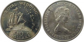 Weltmünzen und Medaillen, East-Caribbean. Königliche Hochzeit. 10 Dollars 1981, Kupfer-Nickel. KM #9. Stempelglanz