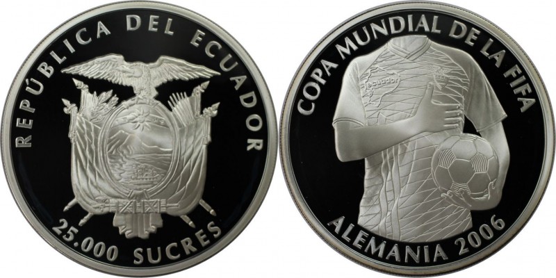 Weltmünzen und Medaillen, Ecuador. Fußball - WM 2006 in Deutschland. 25000 Sucre...