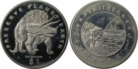 Weltmünzen und Medaillen, Eritrea. Pteranodon. 1 Dollar 1993, Kupfer-Nickel. KM 10. Stempelglanz