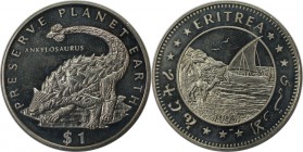 Weltmünzen und Medaillen, Eritrea. Dinosaurier - Ankylosaurus. 1 Dollar 1993, Kupfer-Nickel. KM 13. Stempelglanz