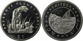 Weltmünzen und Medaillen, Eritrea. Gepard. 1 Dollar 1994, Kupfer-Nickel. KM 15. Stempelglanz