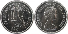 Weltmünzen und Medaillen, Falklandinseln / Falkland islands. Buckelwal. 5 Pounds 1979, Silber. KM 11. Stempelglanz