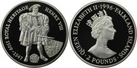 Weltmünzen und Medaillen, Falklandinseln / Falkland islands. Königliches Erbe - Henry VIII. 2 Pounds 1996, Silber. 0.84 OZ. KM 55. Polierte Platte