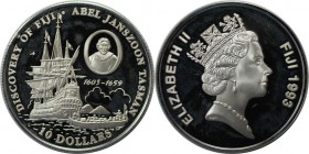 Weltmünzen und Medaillen, Fidschi / Fiji. Geschichte der Seefahrt - De Heemskerck. 10 Dollars 1993, Silber. 0.93 OZ. KM 63. Polierte Platte