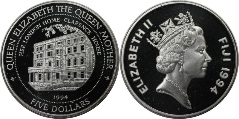 Weltmünzen und Medaillen, Fidschi / Fiji. Das Londoner Haus der Königinmutter. 5...