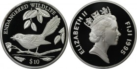 Weltmünzen und Medaillen, Fidschi / Fiji. Ogea-Fliegenschnäpper. 10 Dollars 1995, Silber. 0.93 OZ. KM #74. Polierte Platte