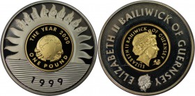 Weltmünzen und Medaillen, Guernsey. Millennium. 5 Pounds 1999. KM 91a. Polierte Platte, besteht aus zwei teilen