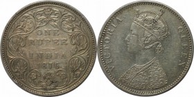 Weltmünzen und Medaillen, Indien / India. Britisch Indien. Viktoria (1837-1901). 1 Rupie 1876, Silber. KM 473.2. Vorzüglich-Stempelglanz