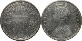 Weltmünzen und Medaillen, Indien / India. Britisch Indien. Viktoria (1837-1901). 1 Rupie 1882, Silber. KM 492. Vorzüglich-Stempelglanz