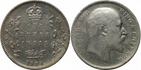 Weltmünzen und Medaillen, Indien / India. Britisch Indien. Edward VII (1901-1910). 1 Rupie 1904, Silber. KM 508. Vorzüglich