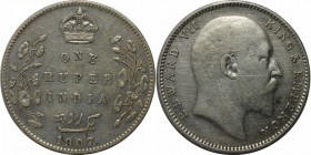Weltmünzen und Medaillen, Indien / India. Britisch Indien. Edward VII (1901-1910). 1 Rupie 1907, Silber. KM 508. Vorzüglich
