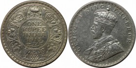 Weltmünzen und Medaillen, Indien / India. British Indien. George V (1910-1936). 1 Rupie 1913, Silber. KM 524. Stempelglanz. Berieben. Kratzer.