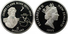 Weltmünzen und Medaillen, Neuseeland / New Zealand. James Clark Ross. 5 Dollar 1995, Silber. 0.81 OZ. KM 92. Polierte Platte