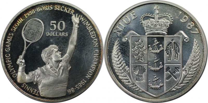 Weltmünzen und Medaillen, Niue. "1988 Olympische Spiele, Seoul - Boris Becker". ...