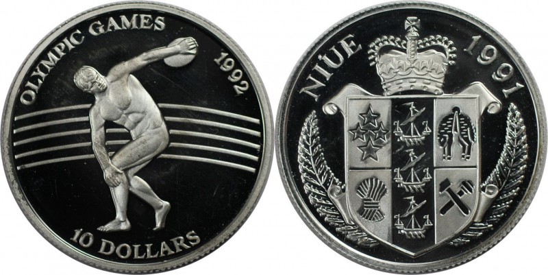 Weltmünzen und Medaillen, Niue. "1992 Olympische Spiele, Barcelona - Scheibenwer...