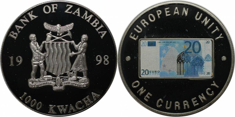 Weltmünzen und Medaillen, Sambia / Zambia. Europäische Einheit - Eine Währungsse...