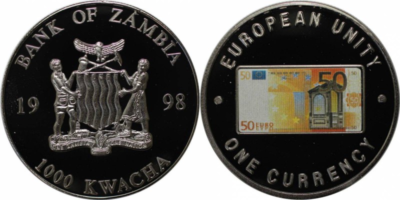 Weltmünzen und Medaillen, Sambia / Zambia. Europäische Einheit - Eine Währungsse...