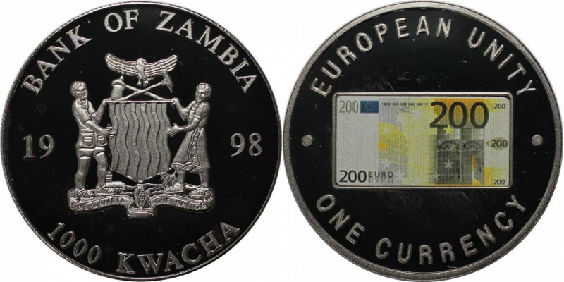 Weltmünzen und Medaillen, Sambia / Zambia. Europäische Einheit - Eine Währungsse...