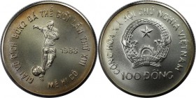 Weltmünzen und Medaillen, Vietnam. "13. Fußballweltmeisterschaft, Mexiko 1986". 100 Dong 1986, Silber. 0.30 OZ. 2000 T. KM 29. Stempelglanz