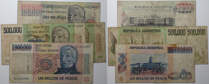 Banknoten, Argentinien / Argentina, Lots und Sammlungen. 100 000 Pesos (P.308b),...