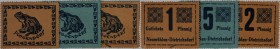 Banknoten, Deutschland / Germany. Notgeld, Schleswig-Holstein, Neumühlen-Dietrichsdorf. 1, 2, 5 Pfennig ND. 3 Stück. Mehl 953.1. I-II-III