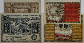 Banknoten, Deutschland / Germany. Notgeld Helmarshausen. 1, 2 Mark 15.05.1921. Mehl 596_1-2, 596_1-3. 3 Stück. I-II