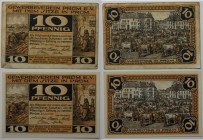 Banknoten, Deutschland / Germany. Notgeld, Rheinland, Prum. 2 x 10 Pfennig 1921. 2 Stück. Mehl 1079.2. I-III