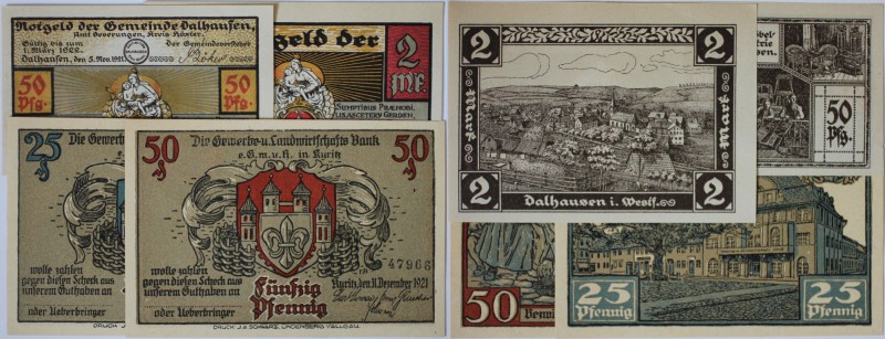 Banknoten, Deutschland / Germany. Notgeld Dalhausen, Westfalen. 25, 2 x 50 Pfenn...