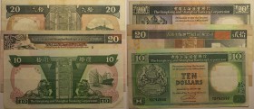 Banknoten, Hong Kong, Lots und Sammlungen. 10 Dollars 1992, 20 Dollars 1988, 20 Dollars 1994. Lot von 3 Stück 1988-94. I