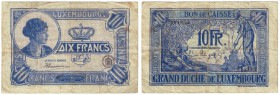 Banknoten, Luxemburg. 10 Francs (1923). Pick 34. F+
