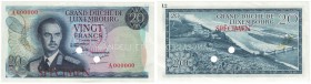 Banknoten, Luxemburg. 20 Francs 7.03.1966. "SPECIMEN" Pick 54s. UNC-