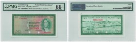 Banknoten, Luxemburg. 50 Francs ND (1961), Color Trial, Green, "SPECIMEN" Pick 51cts. PMG 66, UNC