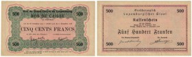 Banknoten, Luxemburg. 500 Francs 28.11.1914 - 11.12.1918. Pick 33a. UNC