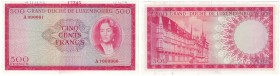 Banknoten, Luxemburg. 500 Francs (1962), Red color, "SPECIMEN", Schneider-C40b. Pick 52As. UNC