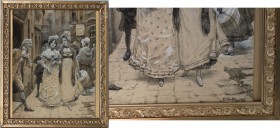 Kunst und Antiquitäten / Art and antiques. Aquarell. Angelo Trentin (Udine 1850-1912 Wien) Golante Straßenszene. Aus der Serie Favorite of Vienna. Maß...