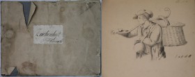 Kunst und Antiquitäten / Art and antiques. Künstler-Album. 8 Bilder, möglicherweise Wettbewerbszeichnungen für Briefmarken. Gute Verarbeitung, datiert...