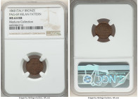 Vittorio Emanuele II bronze Test Planchet (Centesimo) 1860 MS64 Red and Brown NGC, Milan mint, KM-Unl., Pag-69 (R3). An enigmatic experimental issue p...