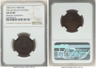 Vittorio Emanuele II bronze Test Planchet (5 Centesimi) 1860 AU55 Brown NGC, Milan mint, KM-Unl., Pag-65 (R3). 25.5mm. Small date variety. A coveted v...