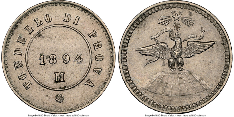 Umberto I copper-nickel Prova 20 Centesimi 1894-M MS61 NGC, Milan mint, KM-Unl.,...