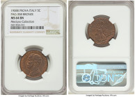 Vittorio Emanuele III bronze Prova 5 Centesimi 1908-R MS64 Brown NGC, Rome mint, KM-Pr9, Pag-358 (R2). Satisfyingly chocolate brown patination with li...